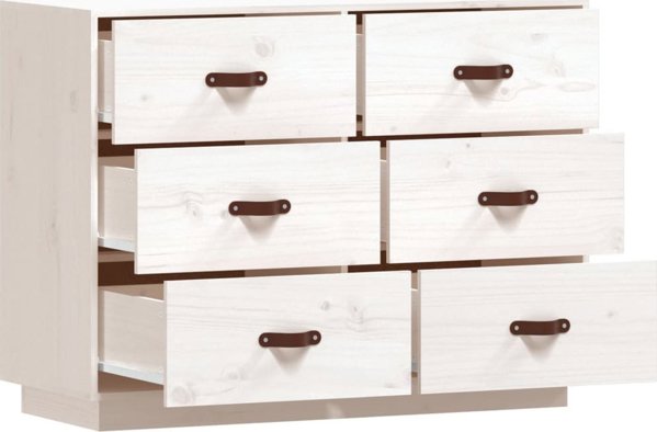vidaXL Komoda, λευκή, 100x40x75 εκ., μασίφ πεύκο