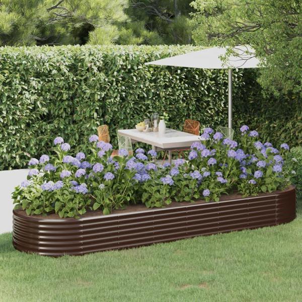 vidaXL Κασπώ κήπου, βαμμένο με πούδρα ατσάλι, 322x100x36 cm, καφέ