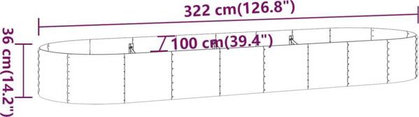 vidaXL Κασπώ κήπου, βαμμένο με πούδρα ατσάλι, 322x100x36 cm, καφέ