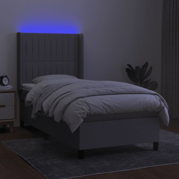 vidaXL Lozko kontynentalne z materacem jasnoszare 90x190 cm tkanina
