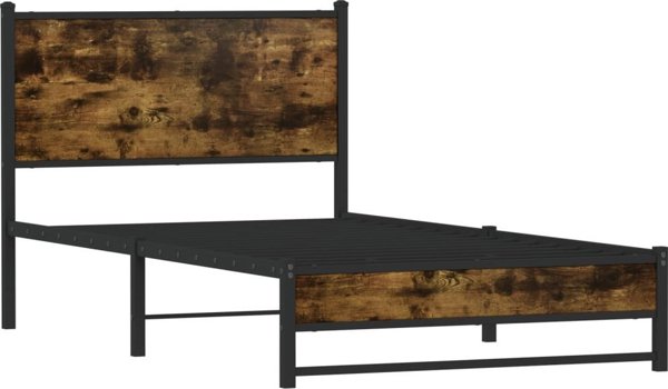 vidaXL Metalowa rama lozka przydymiony dob 100x190 cm