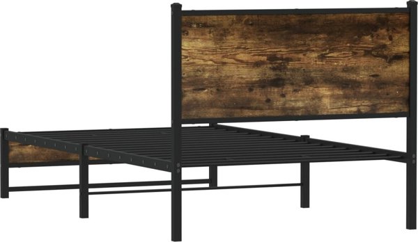 vidaXL Metalowa rama lozka przydymiony dob 100x190 cm