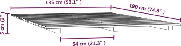 vidaXL Πλαίσιο κρεβατιού, 135x190 cm, συμπαγές ξύλο πεύκου