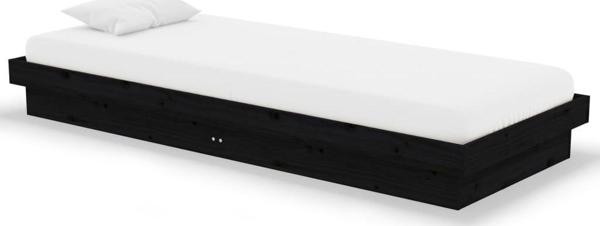vidaXL Σκελετός κρεβατιού μονός 75x190 cm μαύρος από μασίφ ξύλο