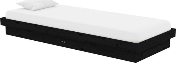 vidaXL Σκελετός κρεβατιού μονός 75x190 cm μαύρος από μασίφ ξύλο
