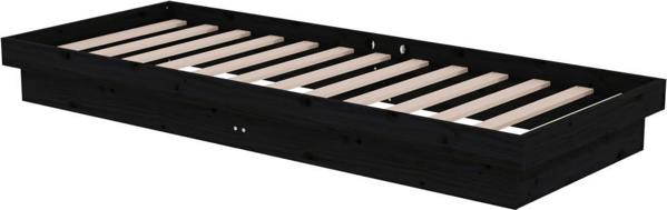 vidaXL Σκελετός κρεβατιού μονός 75x190 cm μαύρος από μασίφ ξύλο