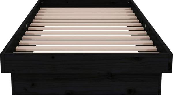 vidaXL Σκελετός κρεβατιού μονός 75x190 cm μαύρος από μασίφ ξύλο