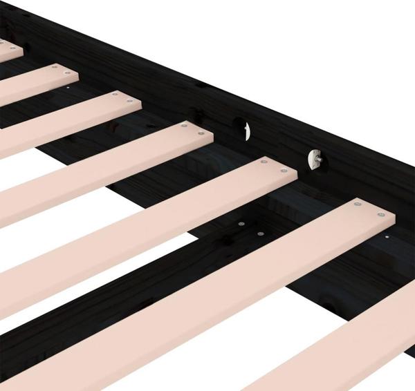 vidaXL Σκελετός κρεβατιού μονός 75x190 cm μαύρος από μασίφ ξύλο