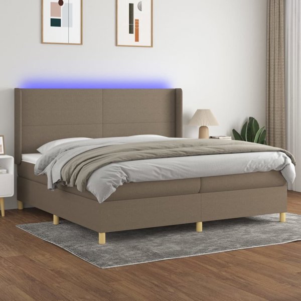 vidaXL Κρεβάτι κοντινενταλ με στρώμα σε ύφασμα taupe 200x200cm