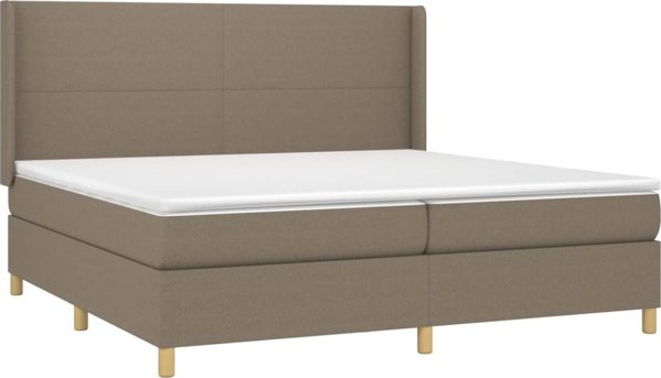 vidaXL Κρεβάτι κοντινενταλ με στρώμα σε ύφασμα taupe 200x200cm