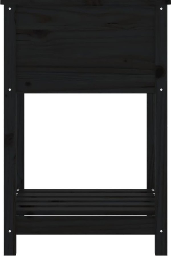 vidaXL Donica με ράφι, μαύρη, 54x54x81 εκ., μασίφ πεύκο