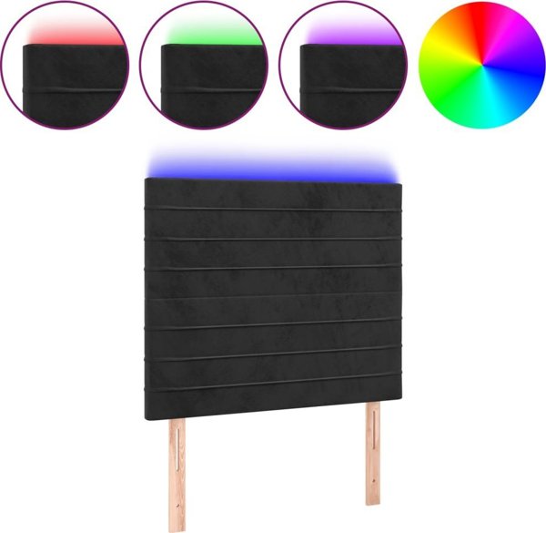 vidaXL Zaglohek do lozha me LED, mavro, 90x5x118/128 cm, aksamit