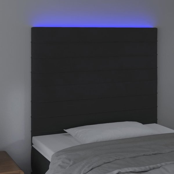 vidaXL Zaglohek do lozha me LED, mavro, 90x5x118/128 cm, aksamit