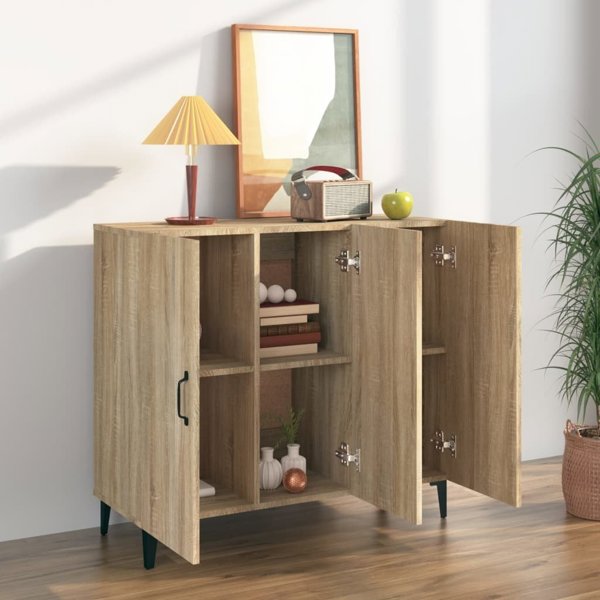 vidaXL Ντουλάπι από ξυλοπολυμερές Sonoma δρυς, 90x34x80 εκ.