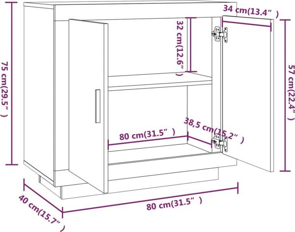 vidaXL Szafka dab sonoma, 80x40x75 cm, material drewnopochodny