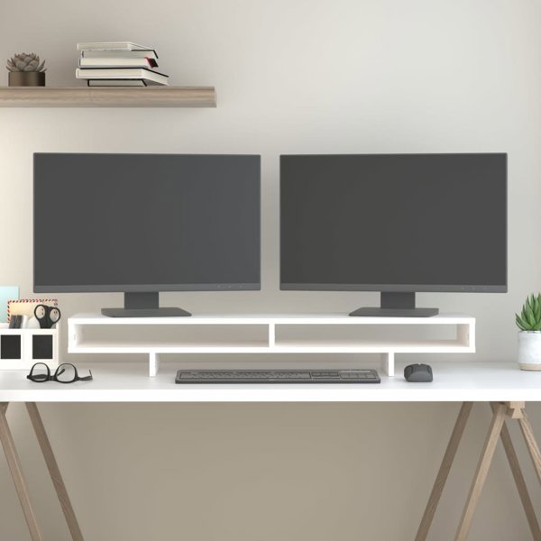 vidaXL Βάση οθόνης, λευκή, 100x27x14 εκ., από μασίφ πεύκο