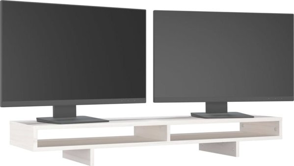 vidaXL Βάση οθόνης, λευκή, 100x27x14 εκ., από μασίφ πεύκο