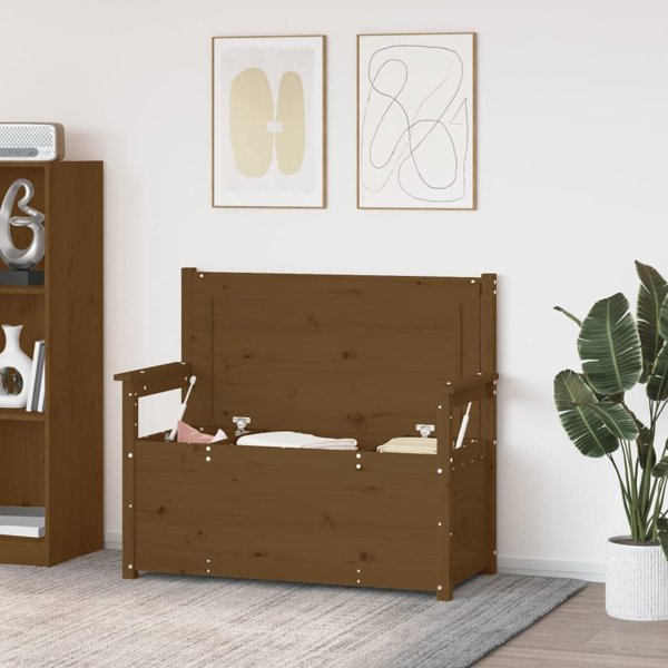 vidaXL Πάγκος από μασίφ πεύκο, χρώμα μέλι, 112,5x51,5x96,5 εκ.