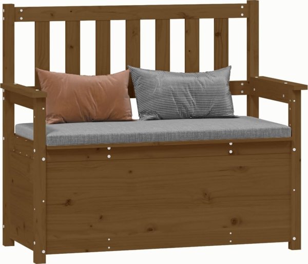 vidaXL Πάγκος από μασίφ πεύκο, χρώμα μέλι, 112,5x51,5x96,5 εκ.