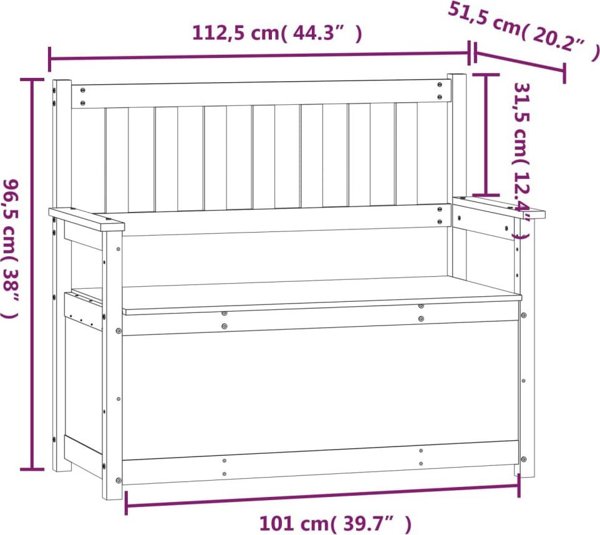 vidaXL Πάγκος από μασίφ πεύκο, χρώμα μέλι, 112,5x51,5x96,5 εκ.
