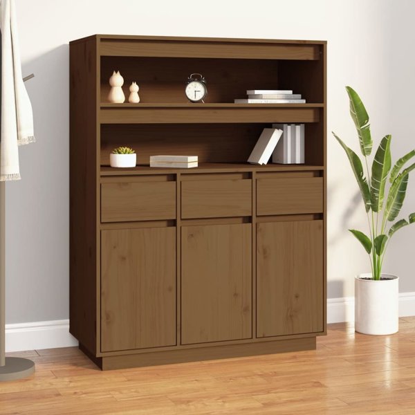vidaXL Μπουφές, μελιτζανί, 89x40x116,5 εκ., κατασκευασμένος από συμπαγές πεύκο