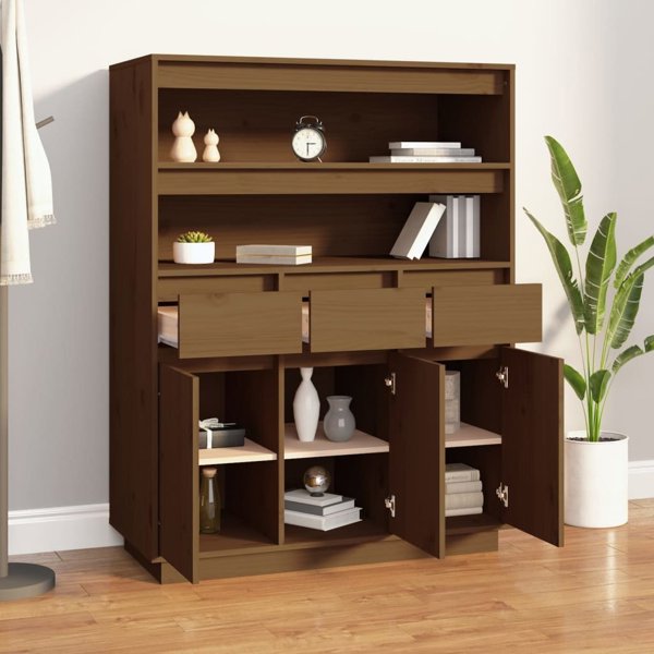 vidaXL Μπουφές, μελιτζανί, 89x40x116,5 εκ., κατασκευασμένος από συμπαγές πεύκο