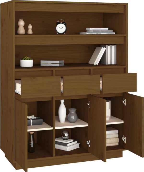 vidaXL Μπουφές, μελιτζανί, 89x40x116,5 εκ., κατασκευασμένος από συμπαγές πεύκο