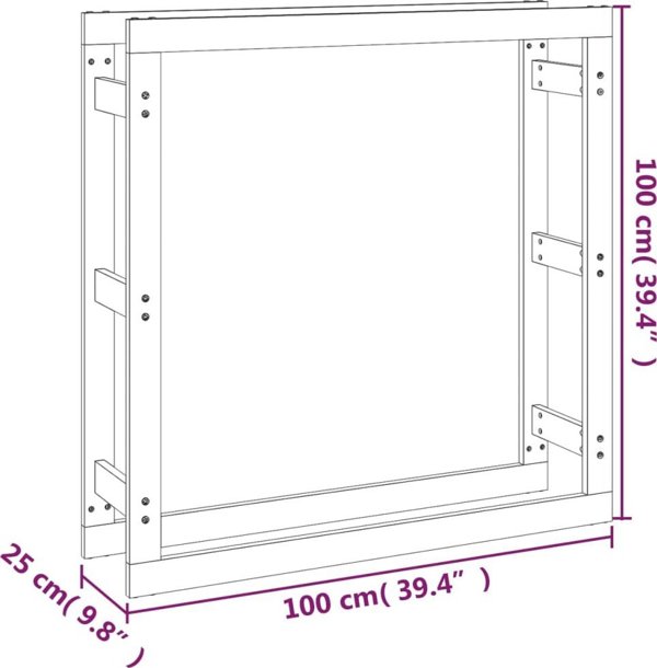 vidaXL Stojak na drewno opalowe, szary, 100x25x100 cm, drewno sosnowe