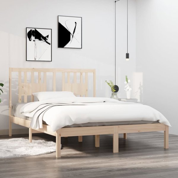 vidaXL ξύλινο πλαίσιο κρεβατιού, 135x190 εκ, διπλό