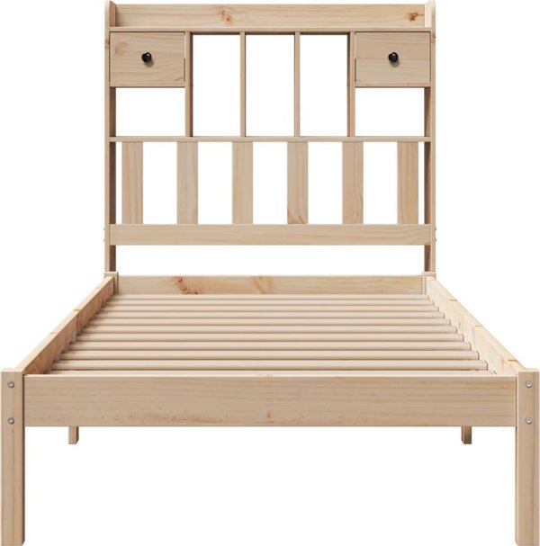 vidaXL Κρεβάτι με ράφια από ξύλο πεύκου 75x190 cm χωρίς στρώμα