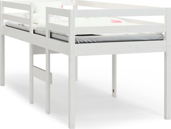 vidaXL Υψηλό κρεβάτι, λευκό, 80x200 cm, μασίφ ξύλο πεύκου