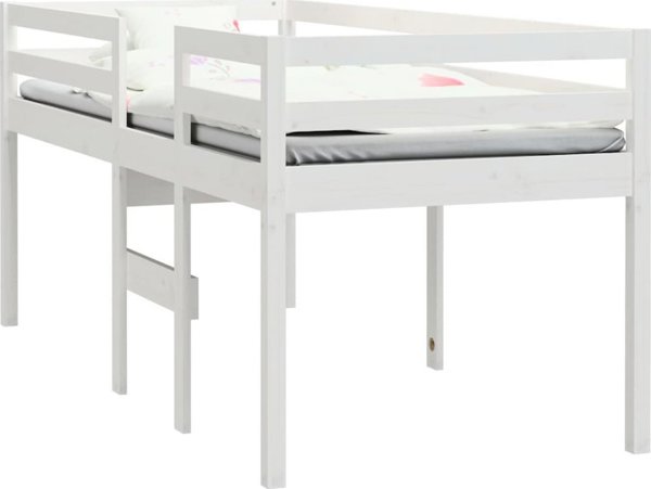 vidaXL Υψηλό κρεβάτι, λευκό, 80x200 cm, μασίφ ξύλο πεύκου
