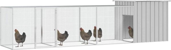 vidaXL Κλουβί για Κοτόπουλα γκρι 400x91x100 cm ατσάλι