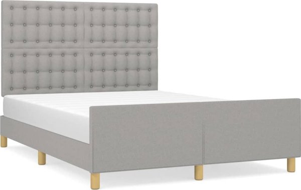vidaXL Rama κρεβατιού με κεφαλάρι, ανοιχτό γκρι, 140x190 cm, επενδυμένη με ύφασμα