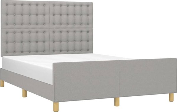 vidaXL Rama κρεβατιού με κεφαλάρι, ανοιχτό γκρι, 140x190 cm, επενδυμένη με ύφασμα