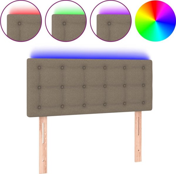 vidaXL Zaglowek do lozka z LED, taupe, 90x5x78/88 cm, tkanina