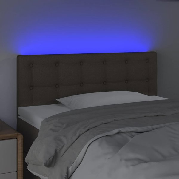 vidaXL Zaglowek do lozka z LED, taupe, 90x5x78/88 cm, tkanina