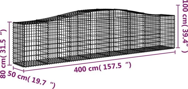 vidaXL Καλάθια γκαμπιόν, 10 τεμ., 400x50x80/100 εκ., γαλβανισμένο σίδερο