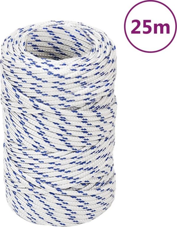 vidaXL Σχοινι ιστιοπλοιας, λευκό, 2 mm, 25 m, πολυπροπυλένιο