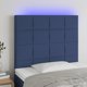 vidaXL Zaglowek do lozka z LED, niebieski, 80x5x118/128 cm, tkanina