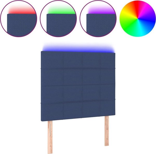 vidaXL Zaglowek do lozka z LED, niebieski, 80x5x118/128 cm, tkanina
