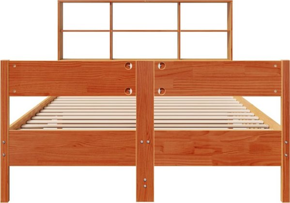 vidaXL κρεβάτι με ράφι, χωρίς στρώμα, 135x190 εκ, ξύλο πεύκου