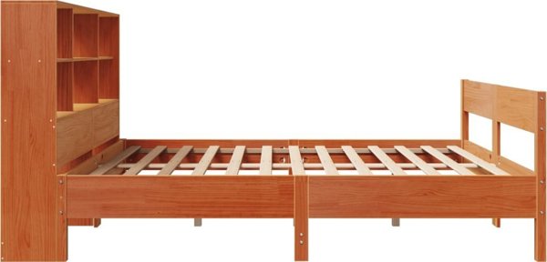 vidaXL κρεβάτι με ράφι, χωρίς στρώμα, 135x190 εκ, ξύλο πεύκου
