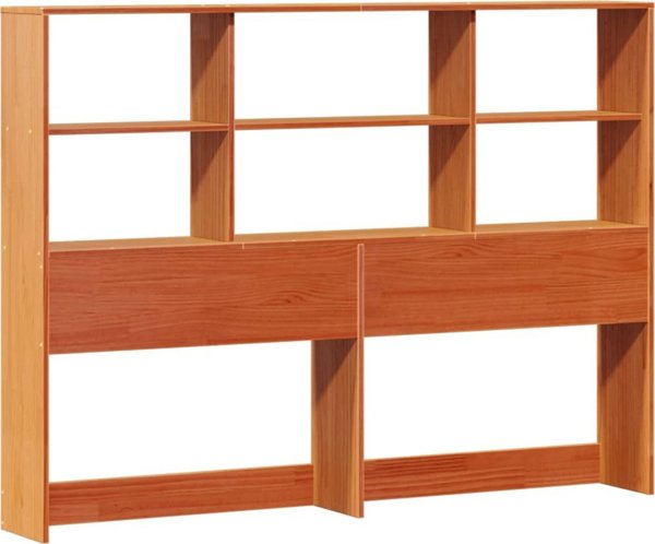 vidaXL κρεβάτι με ράφι, χωρίς στρώμα, 135x190 εκ, ξύλο πεύκου
