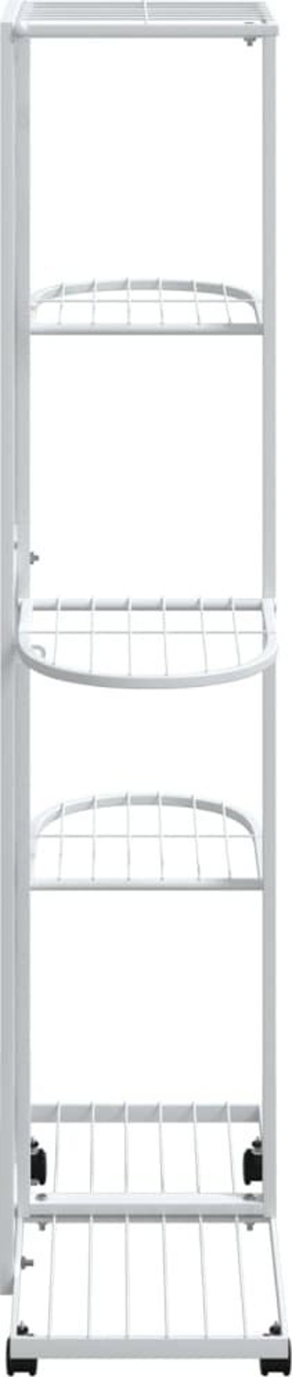 vidaXL Ανθοστήλη με 5 ράφια και ρόδες 44x23x100 εκ. λευκή σιδερένια