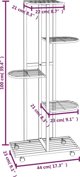 vidaXL Ανθοστήλη με 5 ράφια και ρόδες 44x23x100 εκ. λευκή σιδερένια