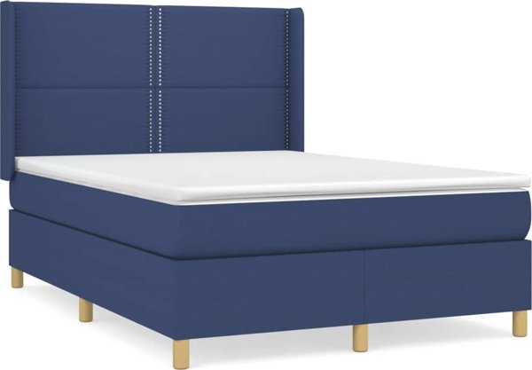 vidaXL Λιτώ 140x190 cm με στρώμα, μπλε ύφασμα