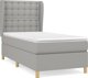 vidaXL Κρεβάτι Continental με στρώμα, ανοιχτογκρι, ύφασμα, 90x190 εκ.