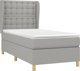 vidaXL Κρεβάτι Continental με στρώμα, ανοιχτογκρι, ύφασμα, 90x190 εκ.