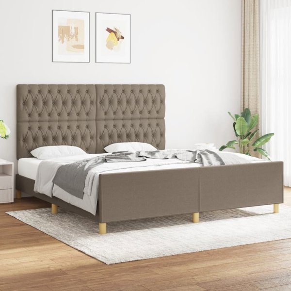 vidaXL Rama κρεβατιού με κεφαλάρι, χρώμα ταουπέ, 180x200 εκ, υφασμάτινη επένδυση